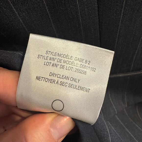 Theory Blazer Dark Gray Pinstripe Front button Pockets Striped Long Sleeve Sz 6 - Picture 5 of 6